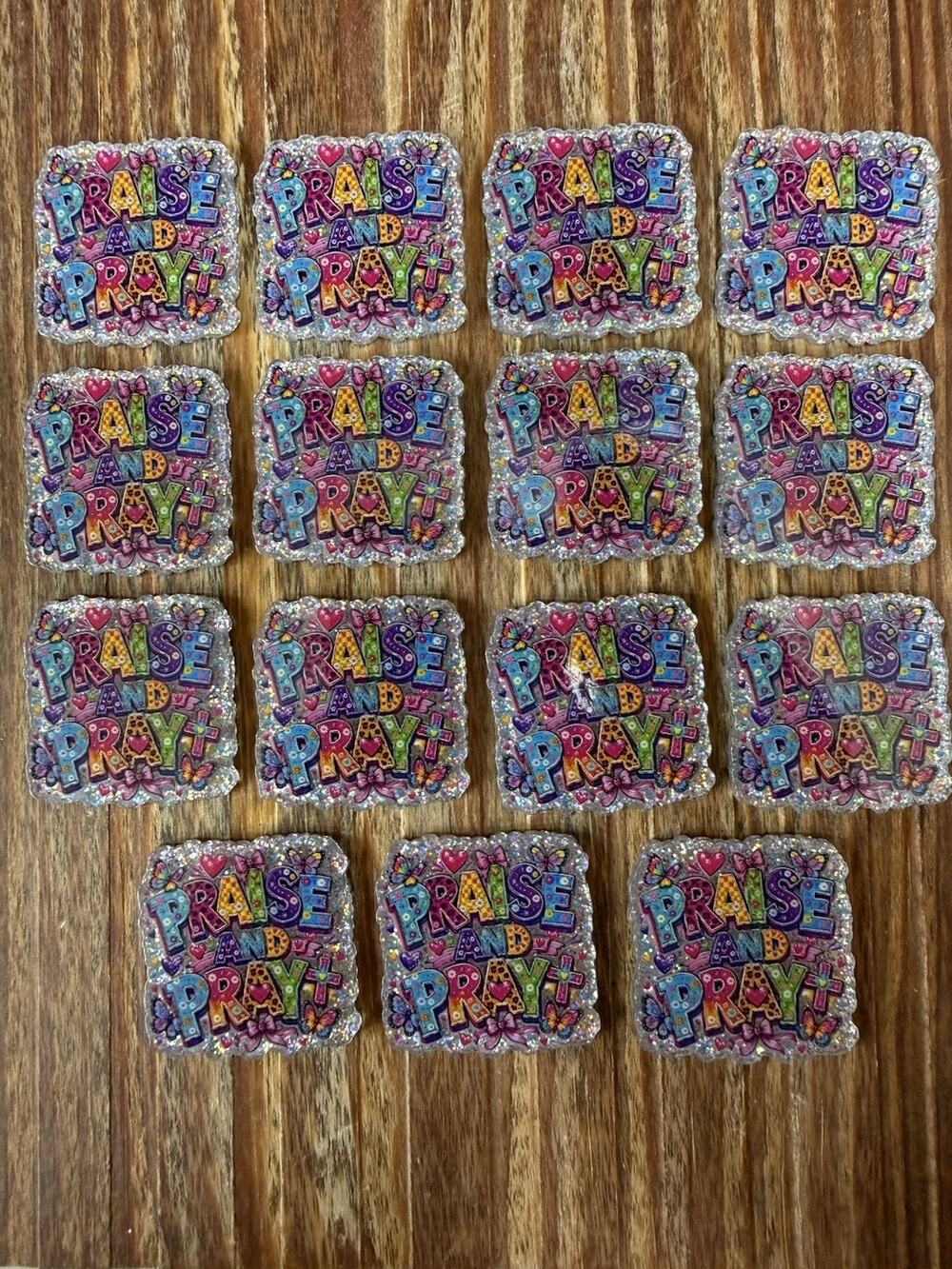 15 Pc Praise And Pray Acrylic Flatbacks